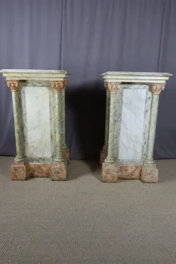 Hot Pamono Large Wooden Columns in Faux Marble, Set of 2