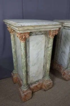 Hot Pamono Large Wooden Columns in Faux Marble, Set of 2