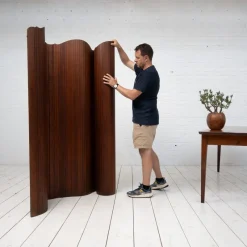 Pamono Large Wooden Screen, France, 1920s> Room Dividers & Screens