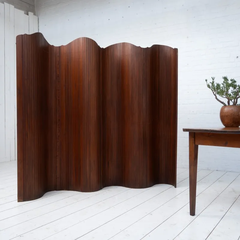 Pamono Large Wooden Screen, France, 1920s> Room Dividers & Screens