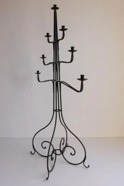 Pamono Large Wrought Iron Floor Candelabra, 1950s><noscript><img width=