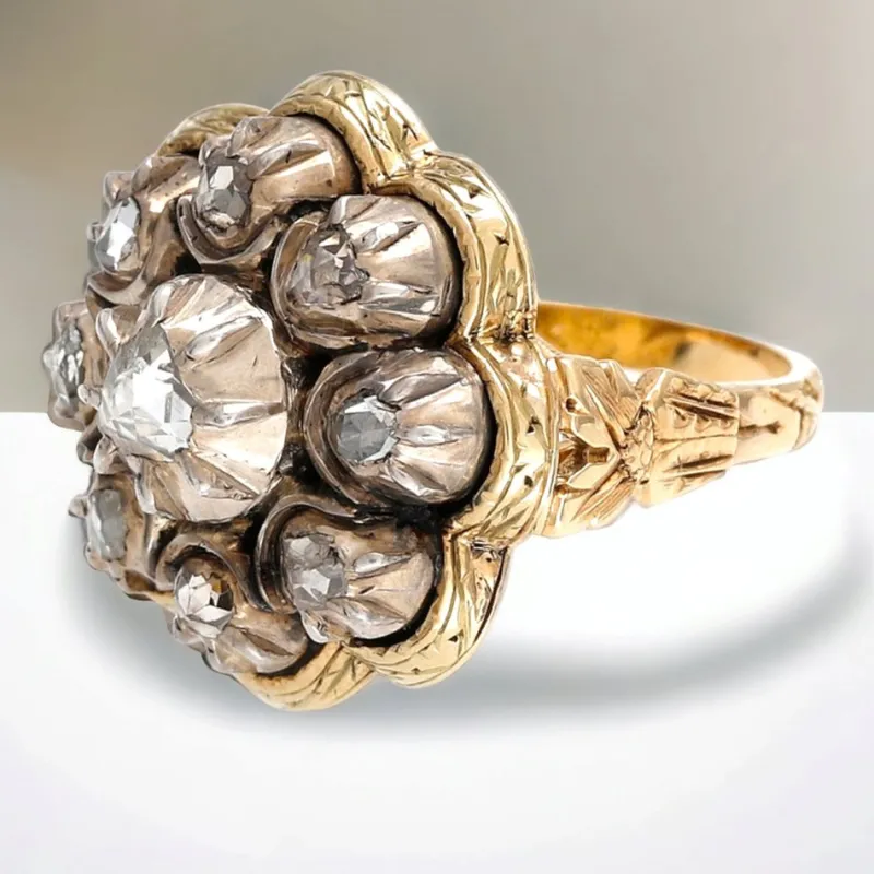 Clearance Pamono Late Georgian Rose-Cut Diamond Cluster Ring, 1830