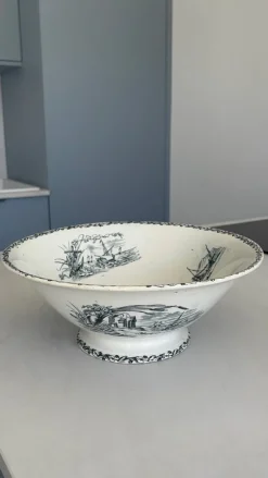 Sale Pamono Late 19th Century Antique French Earthenware Ironware Salad Bowl Marine Model from Creil Et Montereau Factory