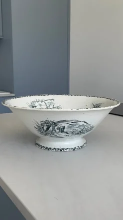 Sale Pamono Late 19th Century Antique French Earthenware Ironware Salad Bowl Marine Model from Creil Et Montereau Factory