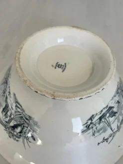 Sale Pamono Late 19th Century Antique French Earthenware Ironware Salad Bowl Marine Model from Creil Et Montereau Factory
