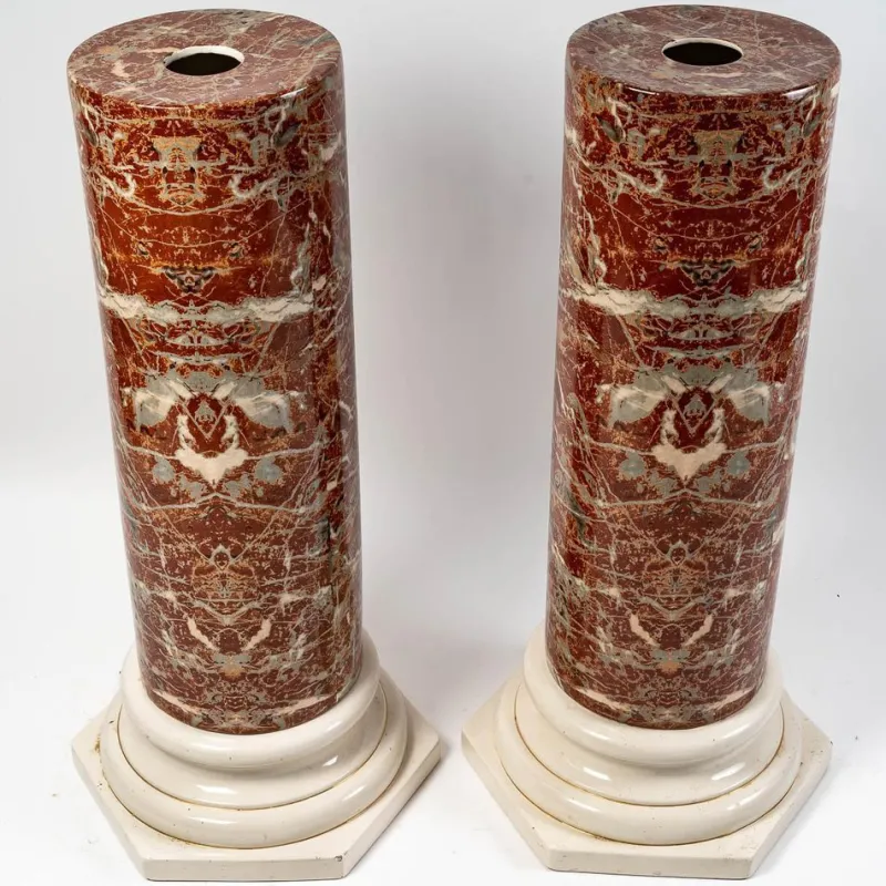 Pamono Late 19th Century Ceramic Columns, Set of 2> Architectural Elements