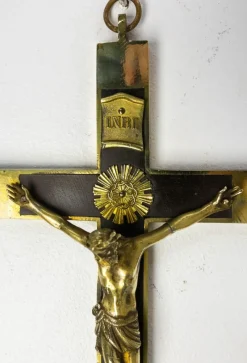 Outlet Pamono Late 19th Century French Brass Crucifix with Miraculous Medal, 1880s
