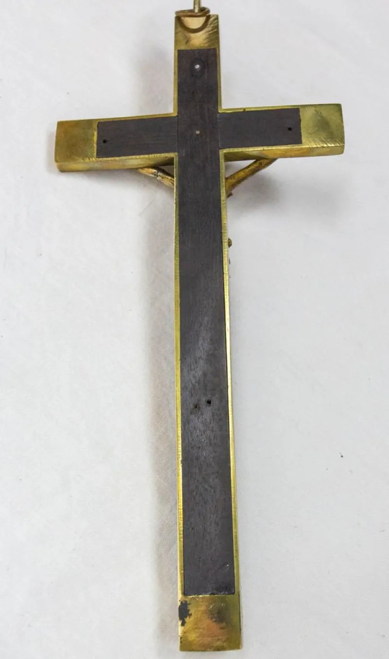 Outlet Pamono Late 19th Century French Brass Crucifix with Miraculous Medal, 1880s
