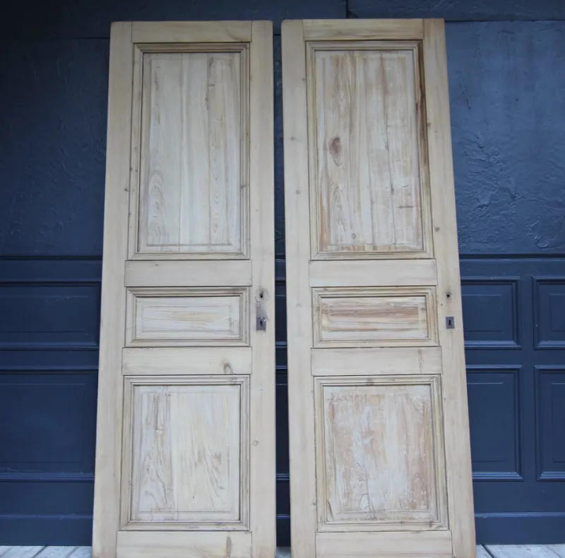 Pamono Late 19th Century French Pine Doors, 1890s, Set of 2> Architectural Elements