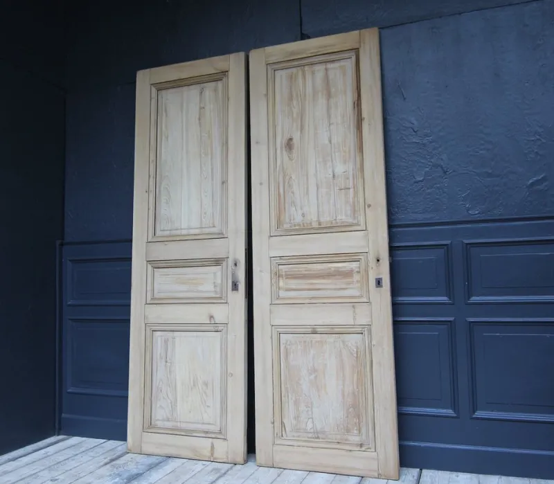 Pamono Late 19th Century French Pine Doors, 1890s, Set of 2> Architectural Elements