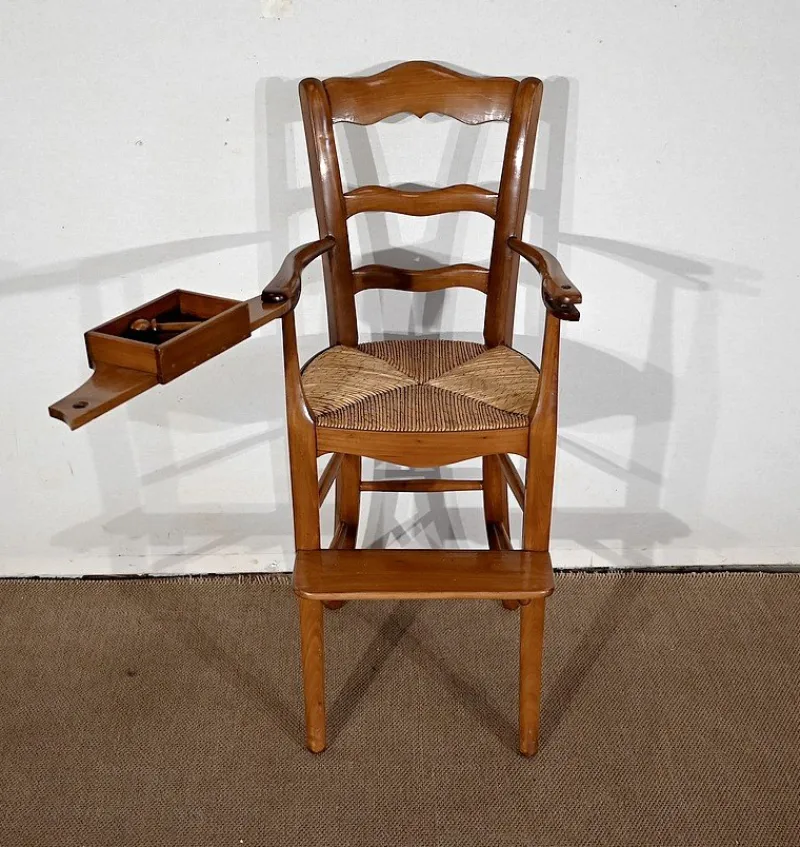 Outlet Pamono Late 19th Century High Chair in Solid Cherrywood