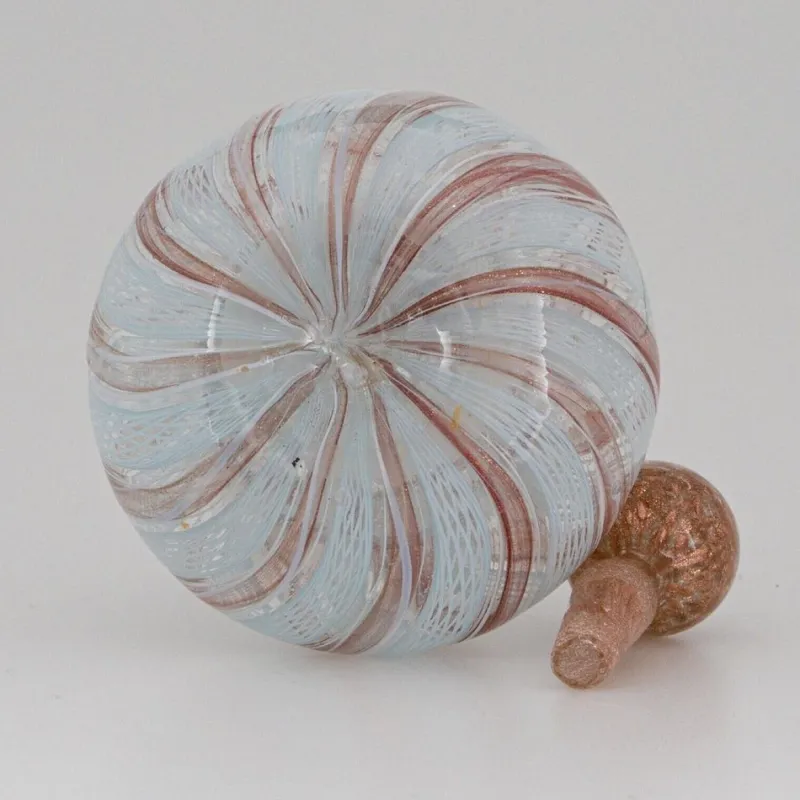 Outlet Pamono Latticino Murano Glass Perfume Bottle, Venice, Italy