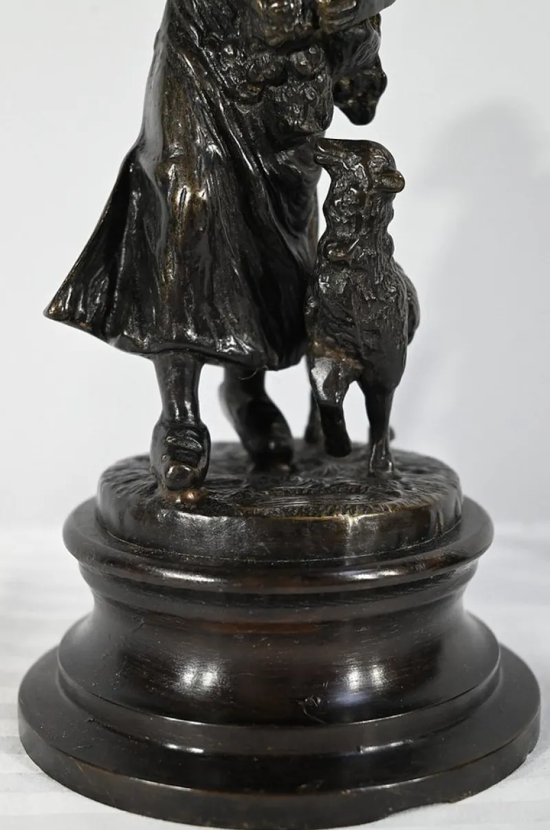 Pamono Laurini after L & F. Moreau, Le Berger et la Bergère, Early 1900s, Bronzes, Set of 2> Art Nouveau
