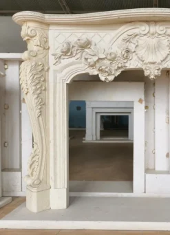 Pamono Lavish French Rococo Style Carved Fireplace Mantle with Floral Garland><noscript><img width=