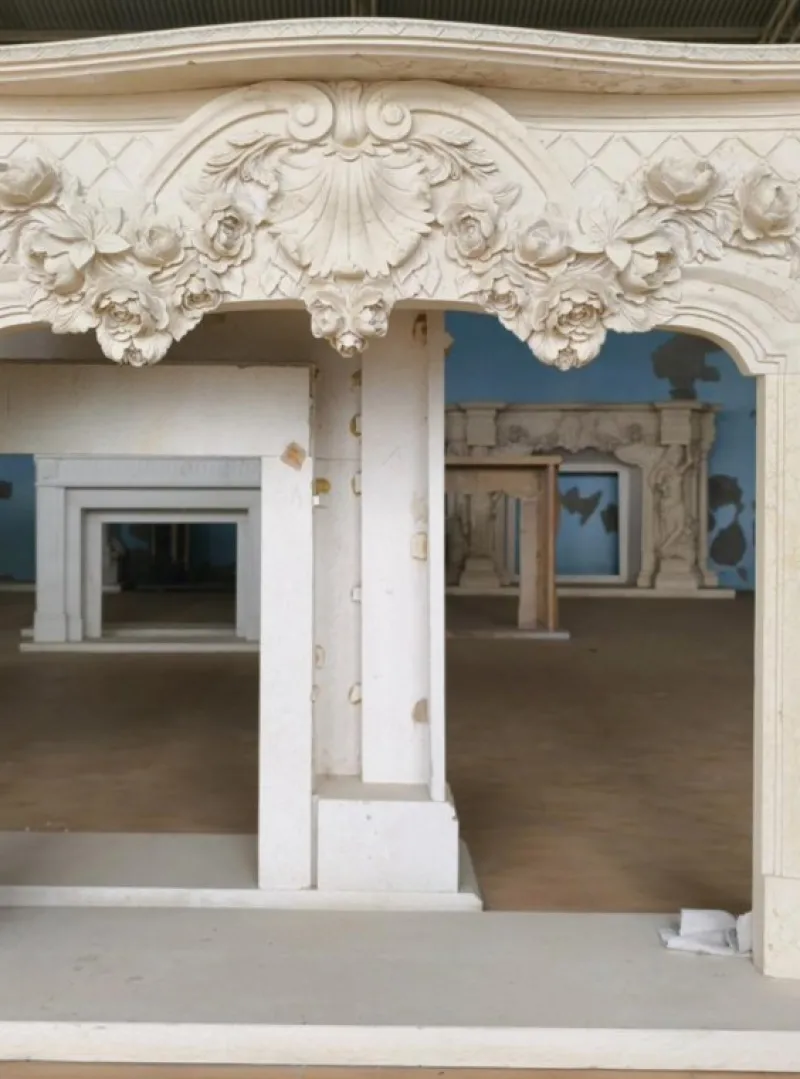 Pamono Lavish French Rococo Style Carved Fireplace Mantle with Floral Garland> Fireplaces And Mantels