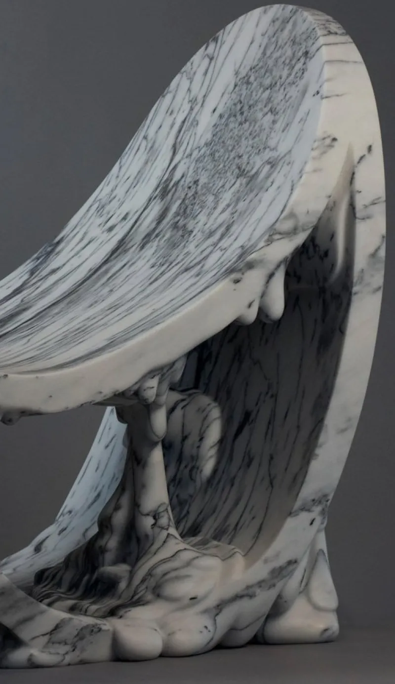 Pamono Lay Down Chaise Lounge in Pele De Tigre Marble by Manta