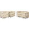 Hot Pamono LC 2 2-Seater Sofa and Lounge Chairs in Cream Leather by Le Corbusier for Cassina, Set of 3