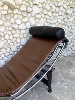 Pamono LC4 Chaise Lounge in Brown Leather by Le Corbusier for Cassina, 1980s><noscript><img width=