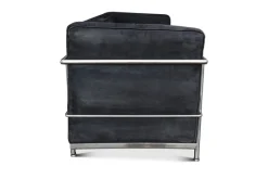 Pamono LC2 3-Seater Children's Sofa in Black Brushed Velvet with Tubular Chrome Frame><noscript><img width=