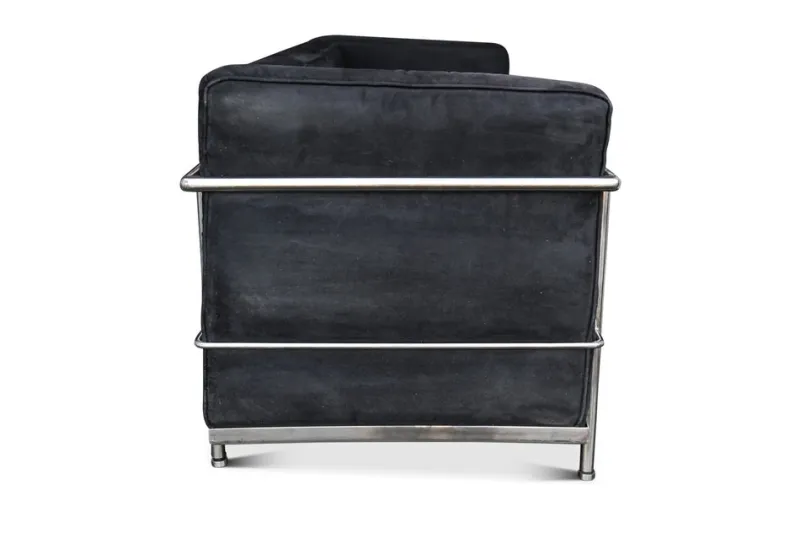 Pamono LC2 3-Seater Children's Sofa in Black Brushed Velvet with Tubular Chrome Frame> Children's Chairs