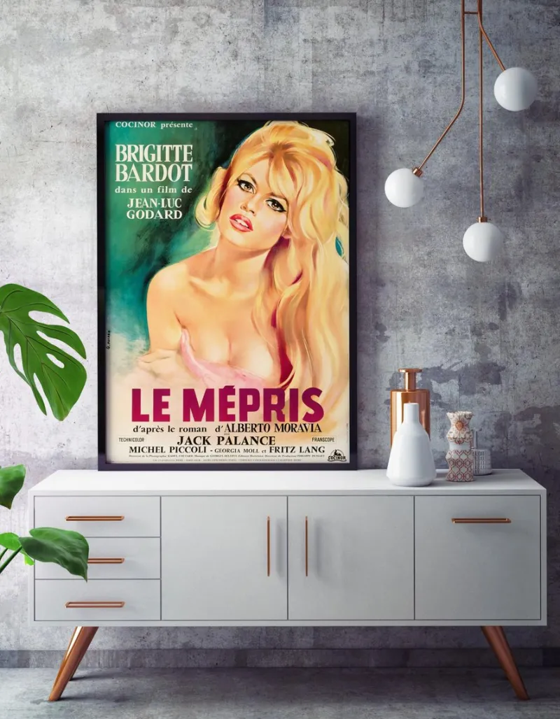 Outlet Pamono Le Mepris Original Vintage Movie Poster by Georges Allard, French, 1963
