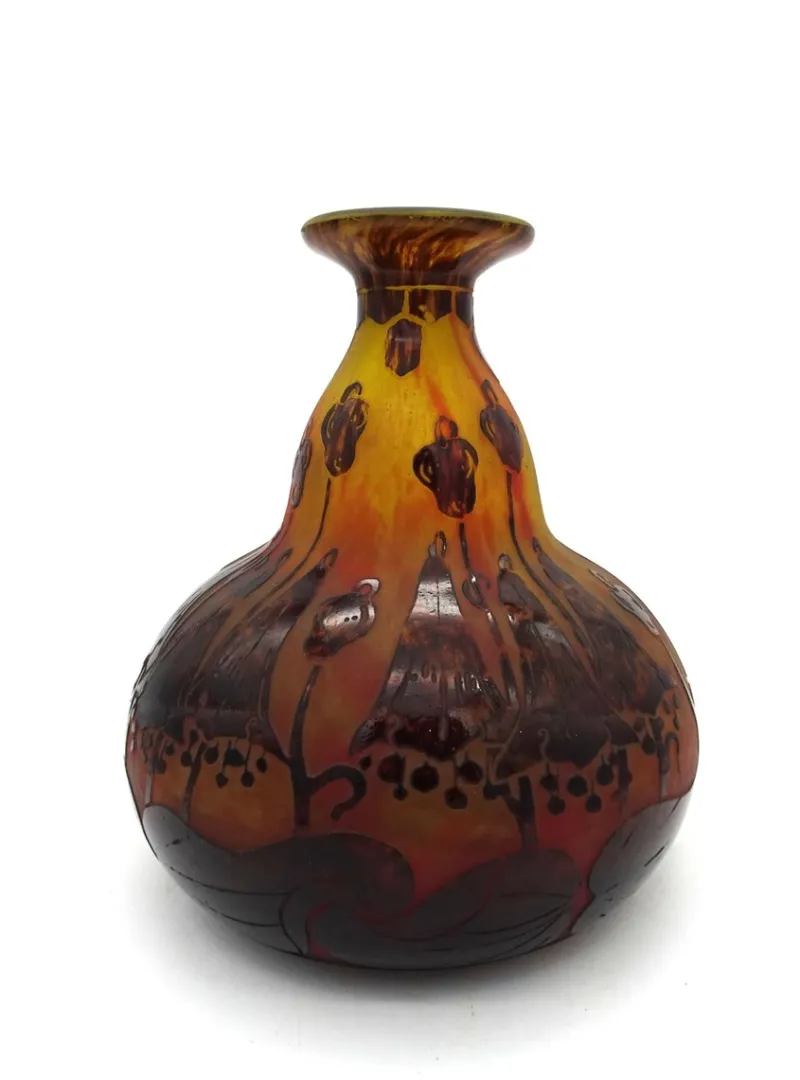 Pamono Le Verre Francais Vase in Glass by Charles Schneider, 1920s> Vases