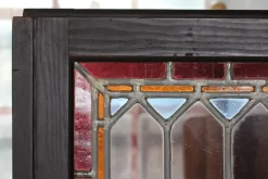 New Pamono Leaded Windows with Colored Panes in Frame of Dark Wood, Denmark, 1930s, Set of 2