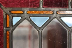 New Pamono Leaded Windows with Colored Panes in Frame of Dark Wood, Denmark, 1930s, Set of 2