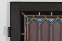 New Pamono Leaded Windows with Colored Panes in Frame of Dark Wood, Denmark, 1930s, Set of 2