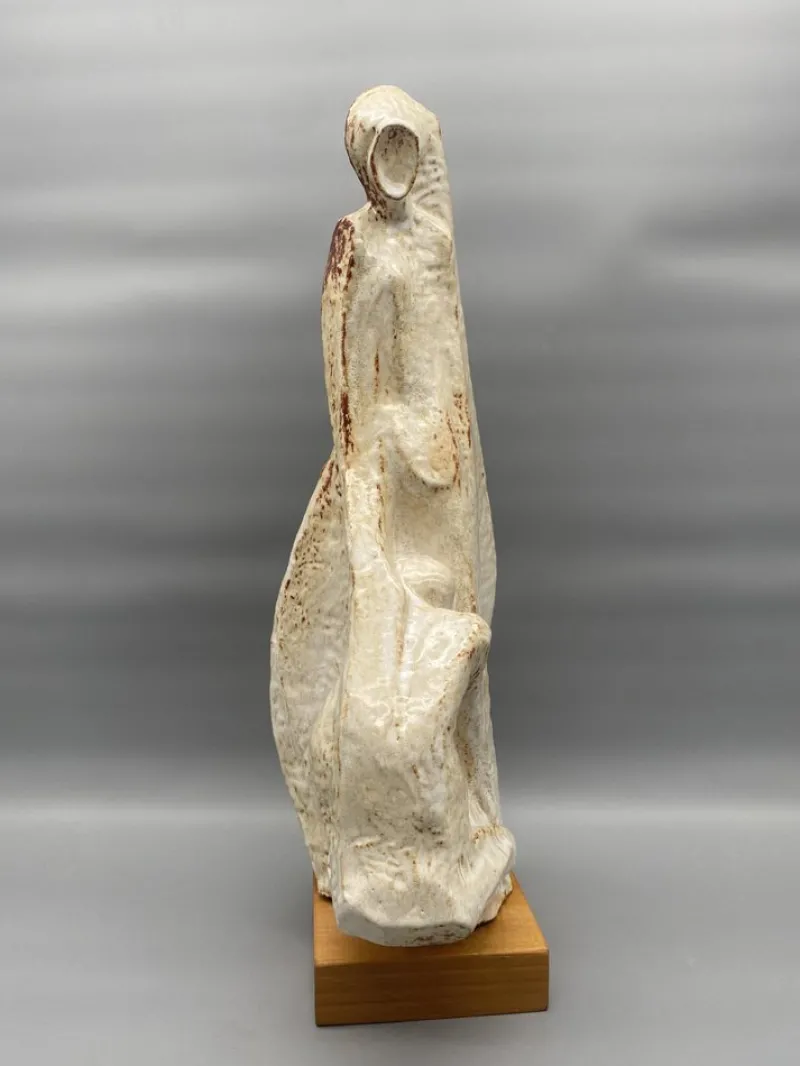Pamono Leandro Lega, Abstract Faenza Sculpture, 1981, Ceramic on Wooden Base> Abstraction