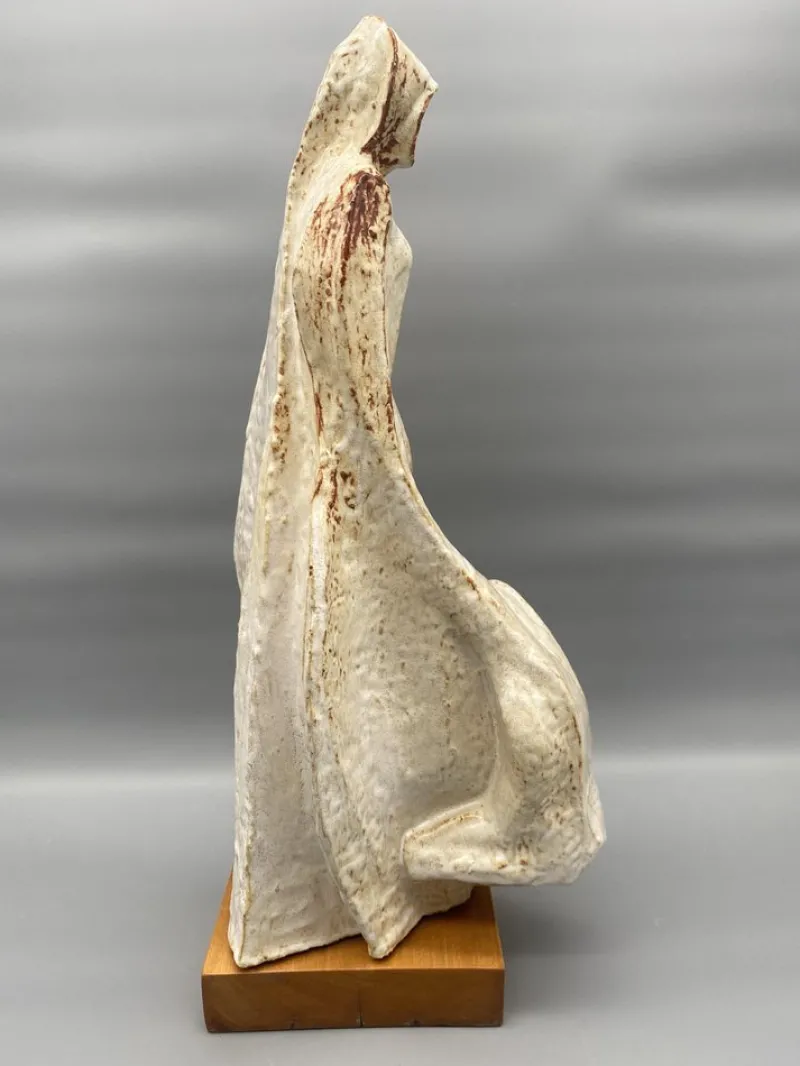 Pamono Leandro Lega, Abstract Faenza Sculpture, 1981, Ceramic on Wooden Base> Abstraction