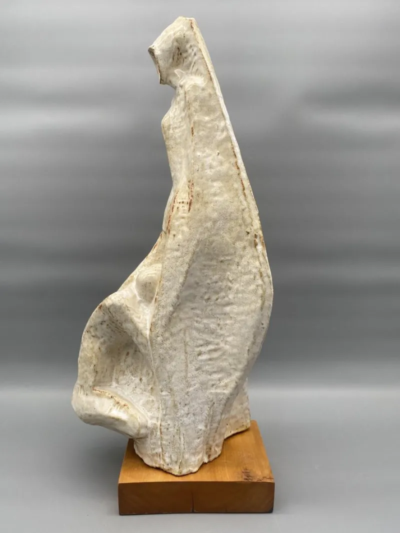 Pamono Leandro Lega, Abstract Faenza Sculpture, 1981, Ceramic on Wooden Base> Abstraction
