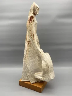 Pamono Leandro Lega, Abstract Faenza Sculpture, 1981, Ceramic on Wooden Base><noscript><img width=