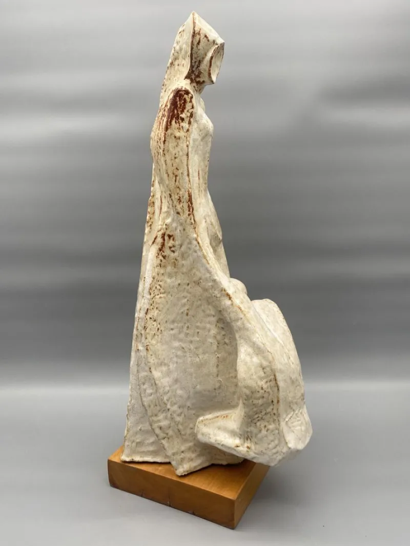 Pamono Leandro Lega, Abstract Faenza Sculpture, 1981, Ceramic on Wooden Base> Abstraction