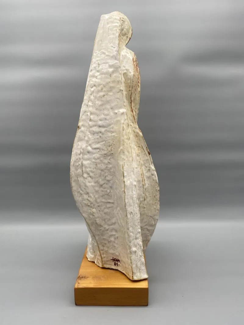 Pamono Leandro Lega, Abstract Faenza Sculpture, 1981, Ceramic on Wooden Base> Abstraction