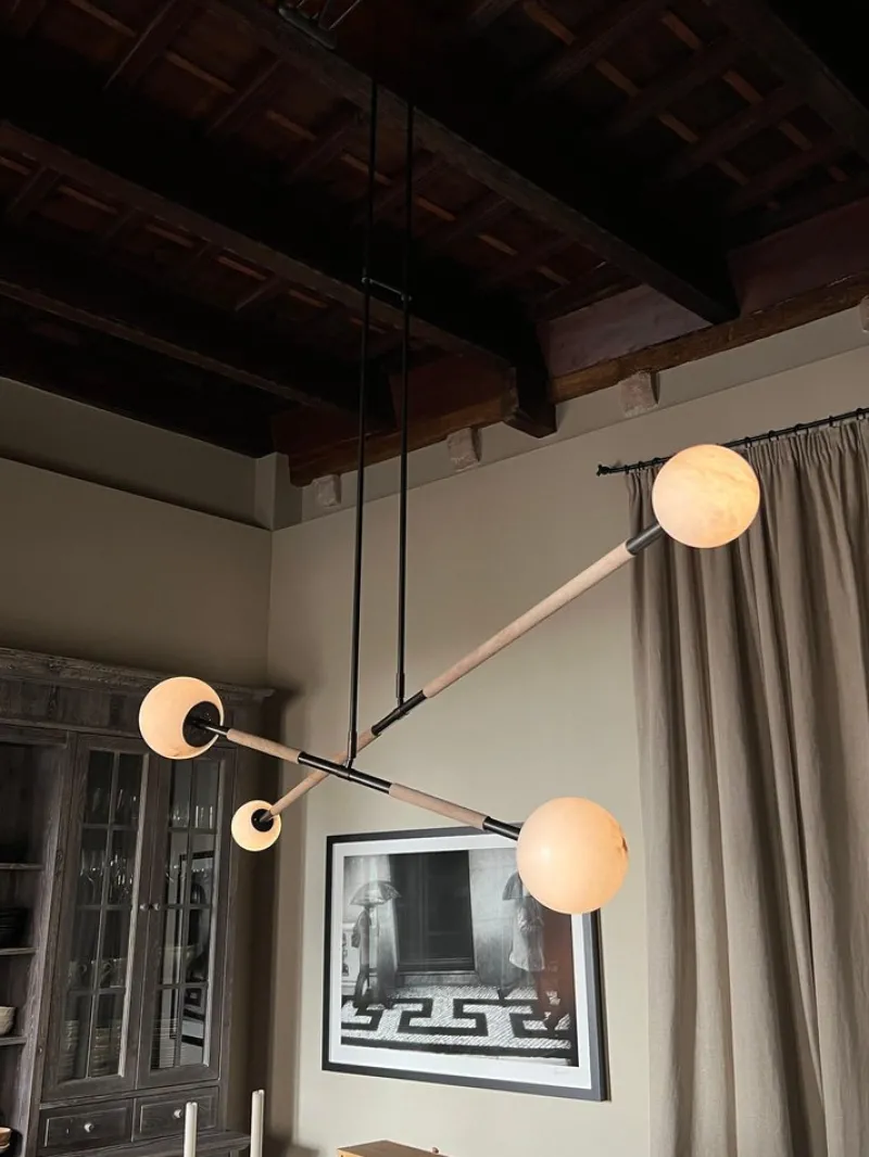 Pamono Leather and Alabaster Mobile Chandelier by Contain> Ceiling Lights