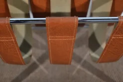 Pamono Leather and Chrome Magazine Rack from Novatrend, 1980s