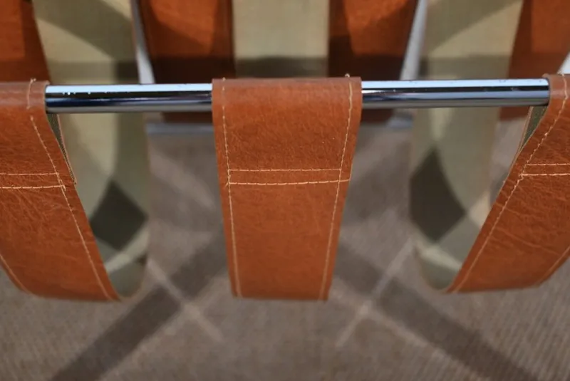 Pamono Leather and Chrome Magazine Rack from Novatrend, 1980s