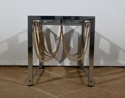 Pamono Leather and Chrome Magazine Rack from Novatrend, 1980s