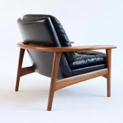 Pamono Leather Armchairs with Teak Frames, 1960s, Set of 2><noscript><img width=