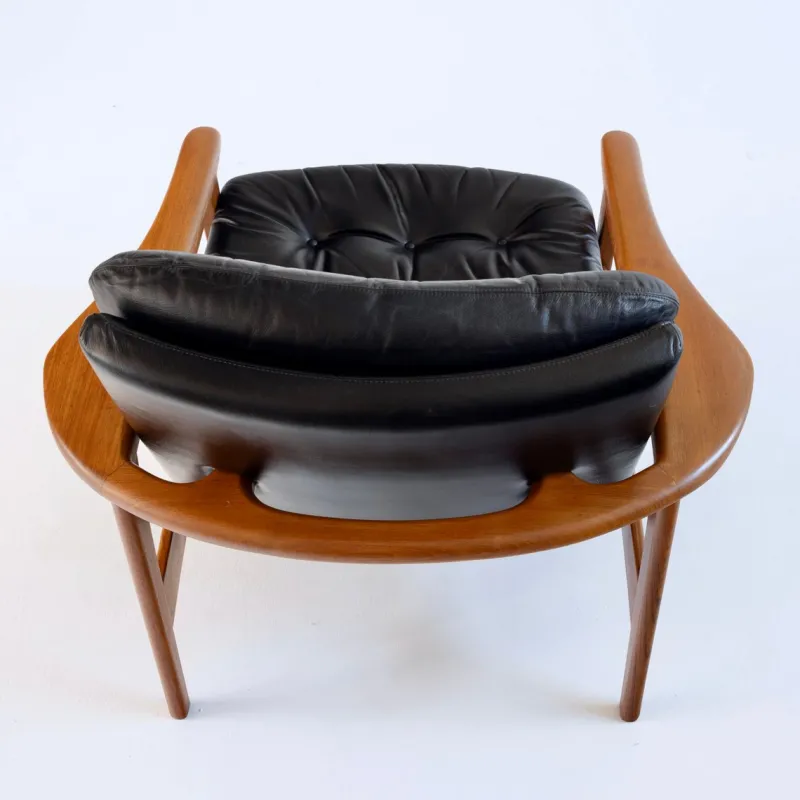 Pamono Leather Armchairs with Teak Frames, 1960s, Set of 2> Lounge Chairs & Armchairs