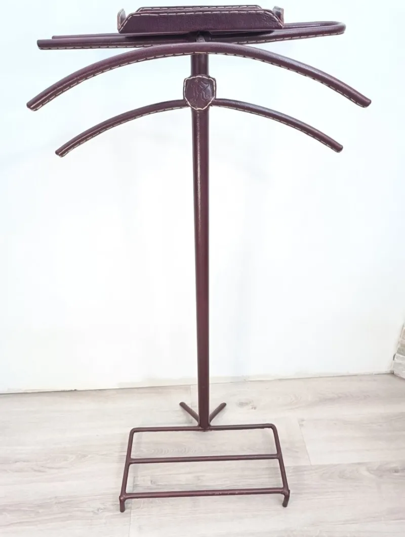Pamono Leather Bedroom Valet attributed to Jacques Adnet, 1950s