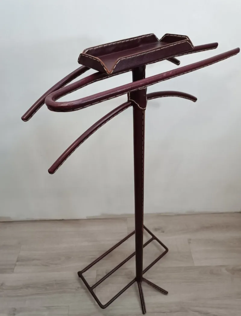 Pamono Leather Bedroom Valet attributed to Jacques Adnet, 1950s