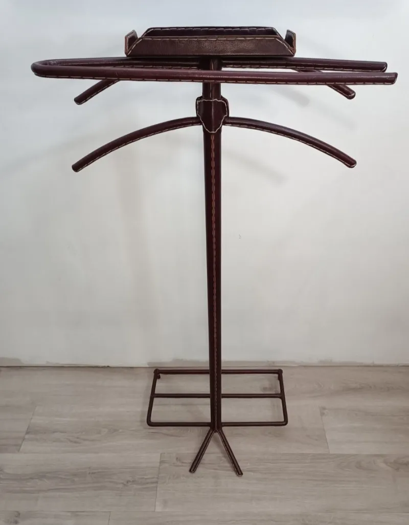 Pamono Leather Bedroom Valet attributed to Jacques Adnet, 1950s