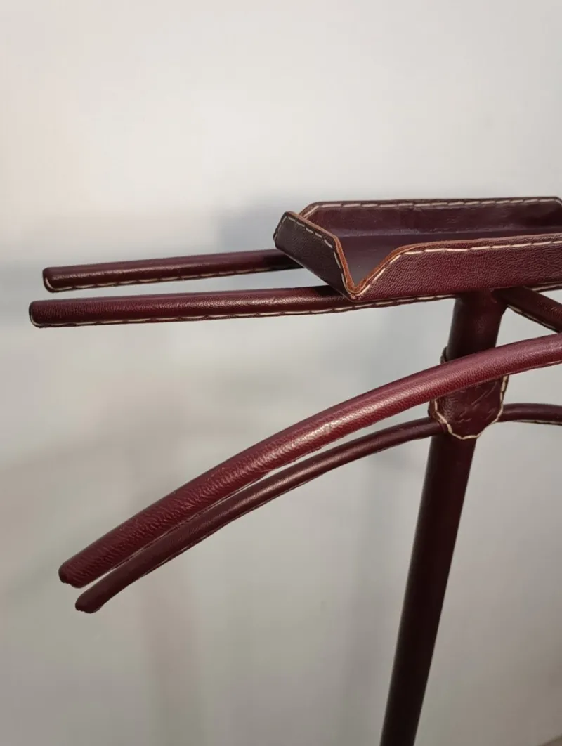 Pamono Leather Bedroom Valet attributed to Jacques Adnet, 1950s