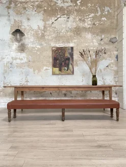 Pamono Leather Bistro Bench, 1930s> Benches