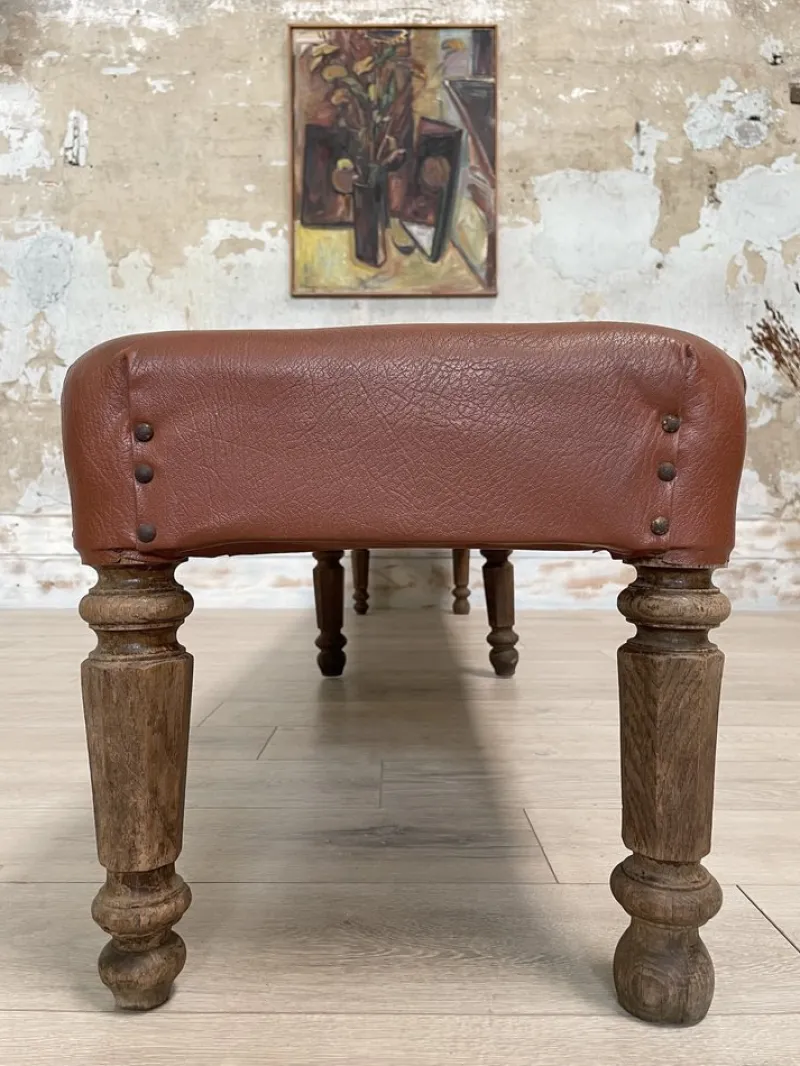Pamono Leather Bistro Bench, 1930s> Benches