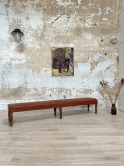 Pamono Leather Bistro Bench, 1930s><noscript><img width=