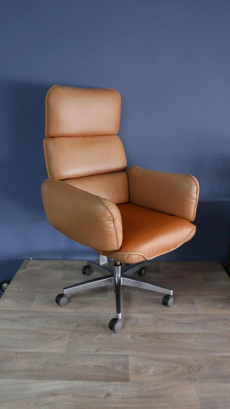 Hot Pamono Leather Executive Chair by Otto Zapf for Topstar, Germany, 1980s