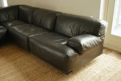 Pamono Leather Flandra Modular Sofa by Vico Magistretti for Cassina, Italy, 1970s, Set of 4><noscript><img width=